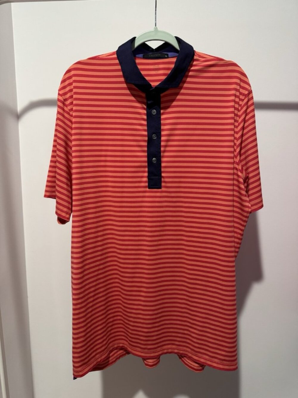 Greyson Golf Polo Men's XL Red Orange Striped Performance
